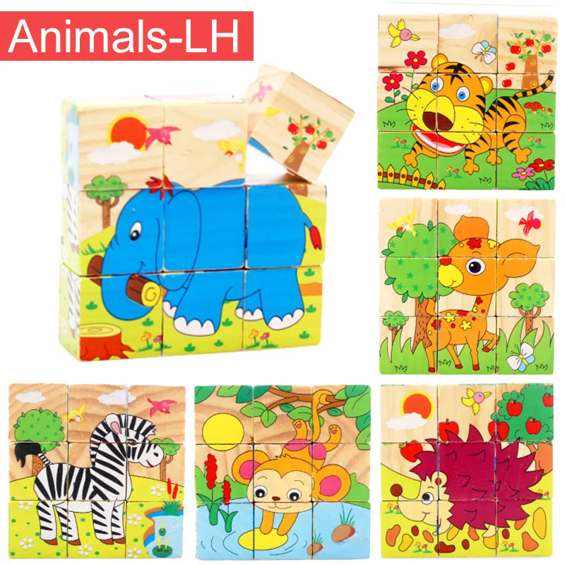 Wooden Blocks Six Sides, Three-Dimensional.