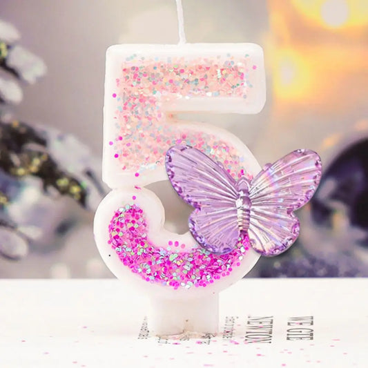 Butterflies Number Cake Candles.