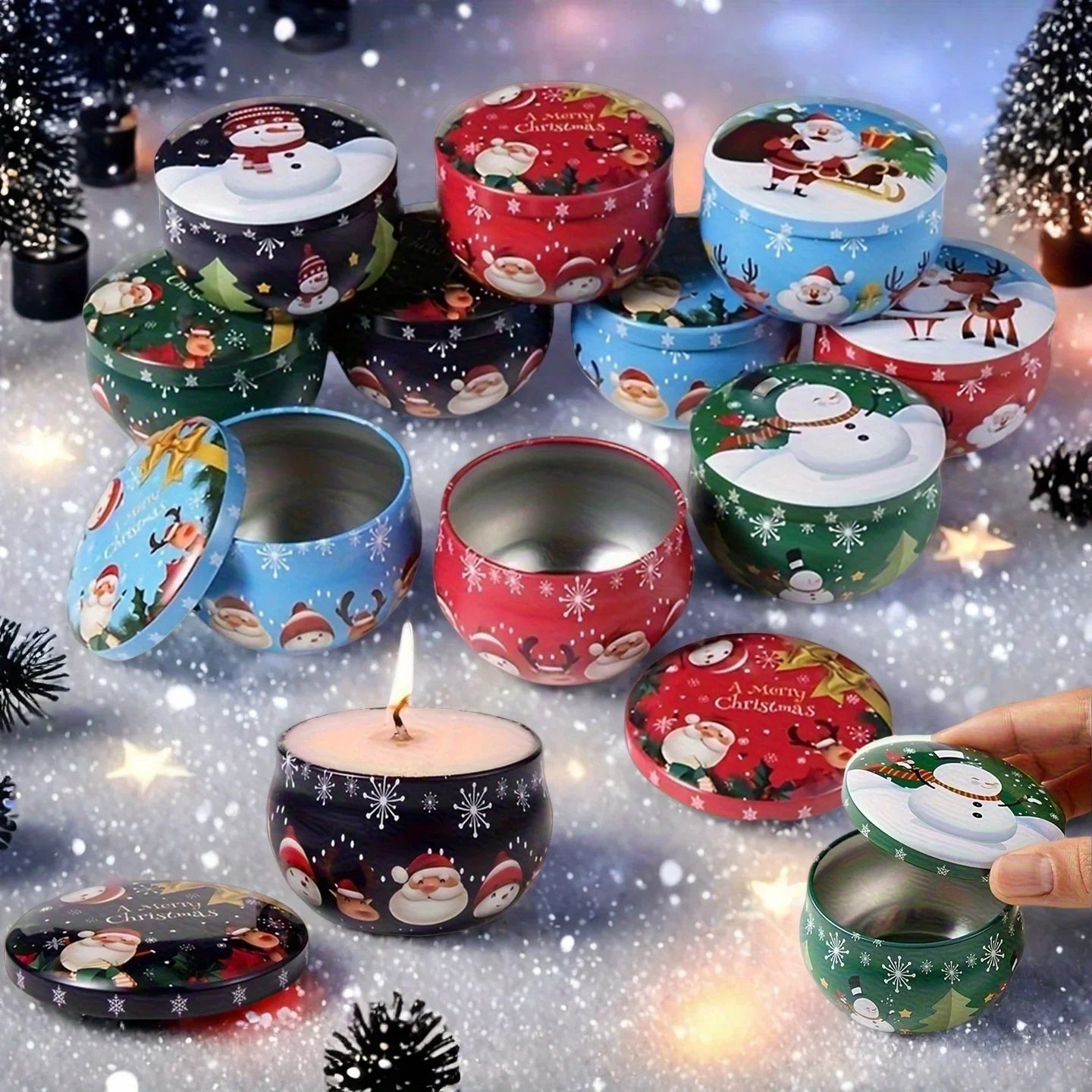 10 Pcs Festive Christmas Candle Jars.