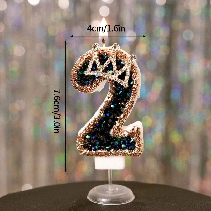 Black Crown Number Cake Toppers.