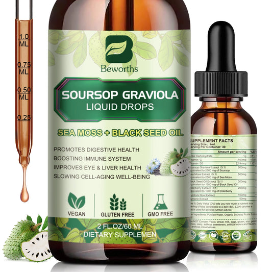 BEWORTHS Sea Moss & Soursop Extract Drops.