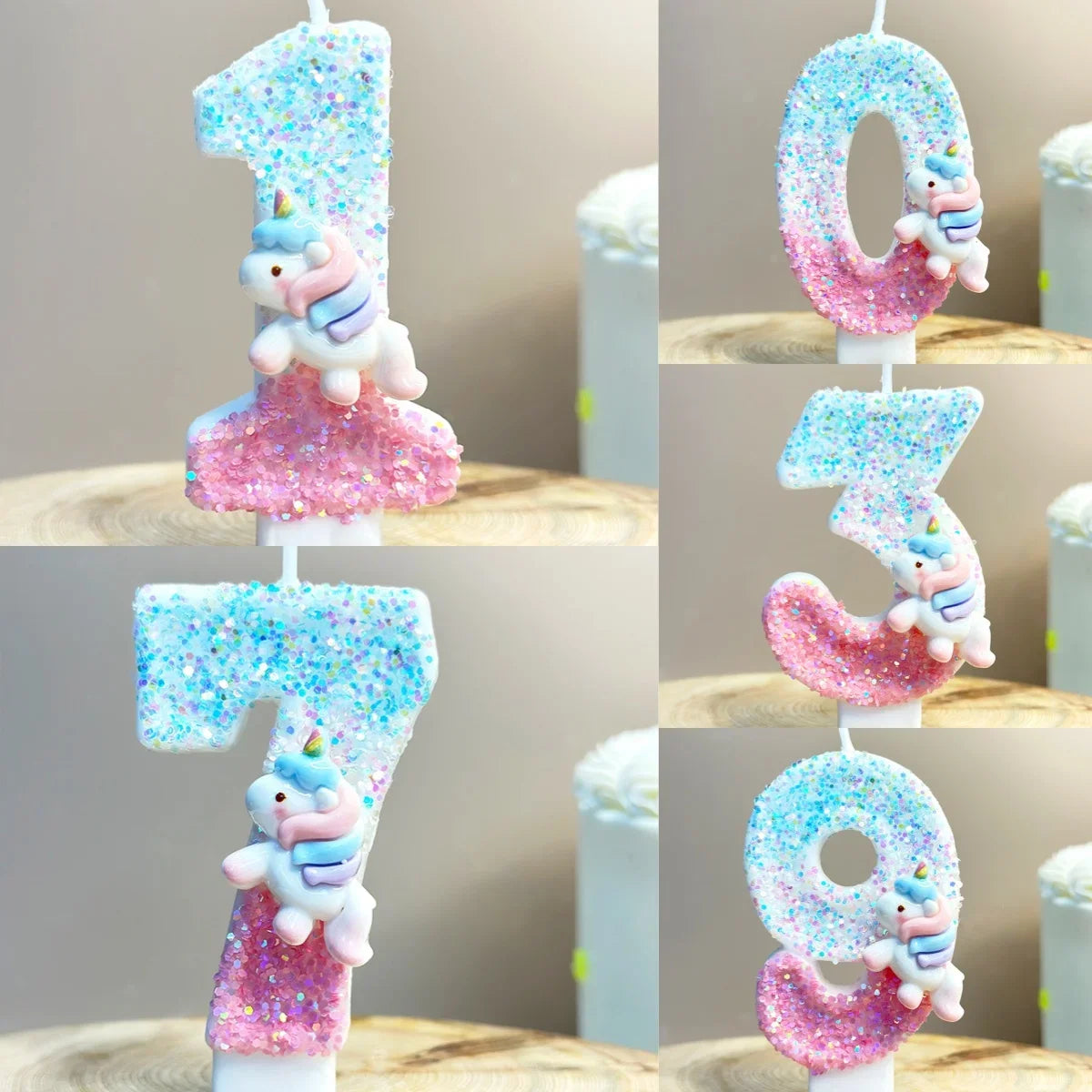 Unicorn Birthday Number candles.