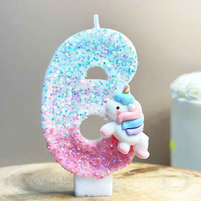 Unicorn Birthday Number candles.