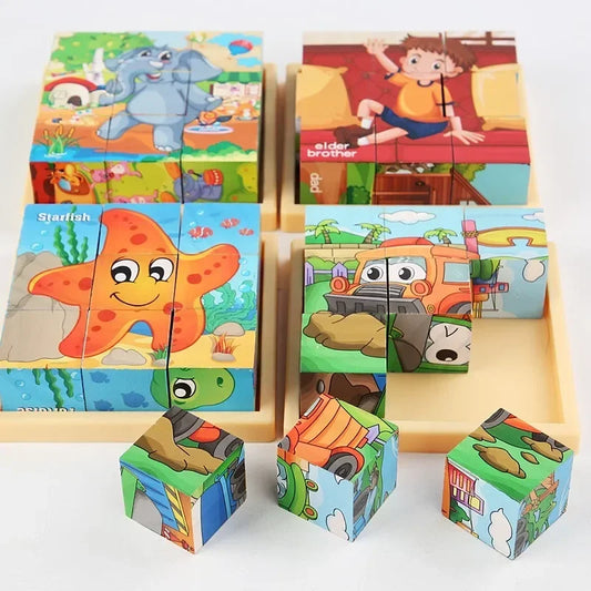 3D Cube Wooden Puzzle Blocks.