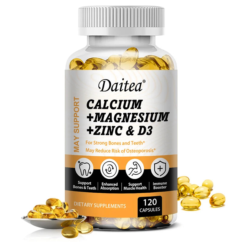 Calcium, Magnesium, Zinc + Vitamin D3 for Healthy Bones and Muscles,