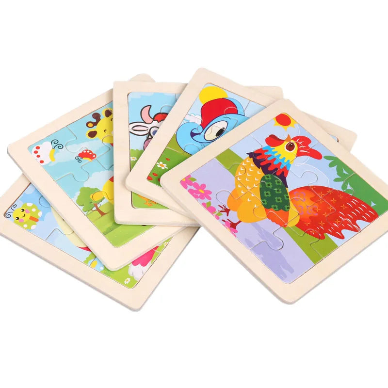 6pcs Small Wooden Jigsaw Puzzles For Kids.