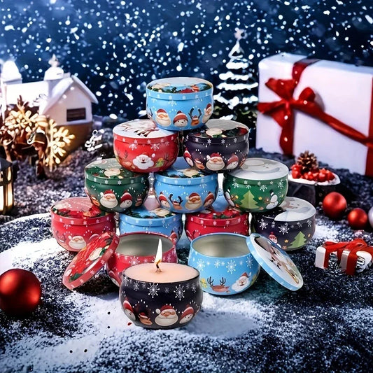 10 Pcs Festive Christmas Candle Jars.