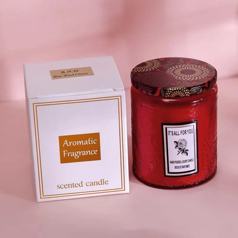 embossed glass cup candle.