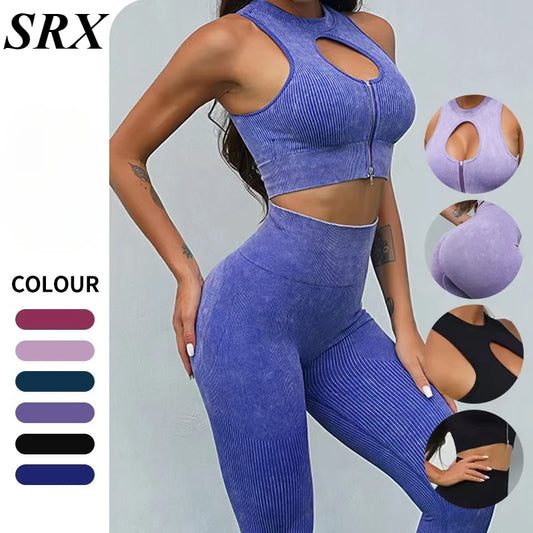 Seamless Yoga Sets High Waist Hip Raise Leggings Sportswear for Women