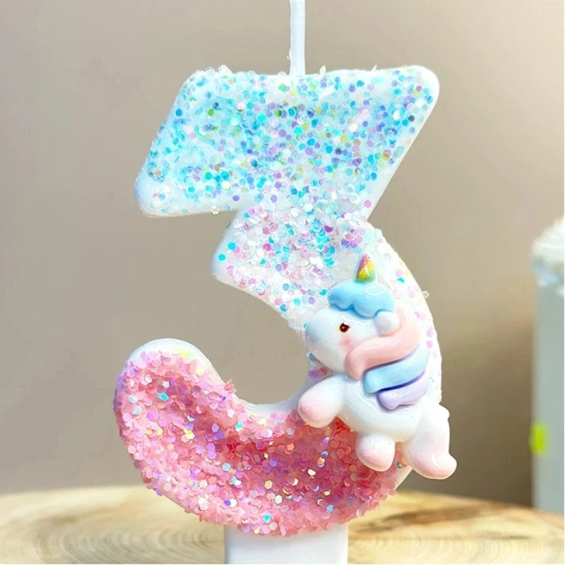 Unicorn Birthday Number candles.