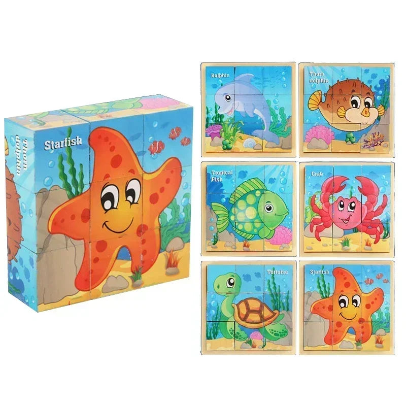 3D Cube Wooden Puzzle Blocks.