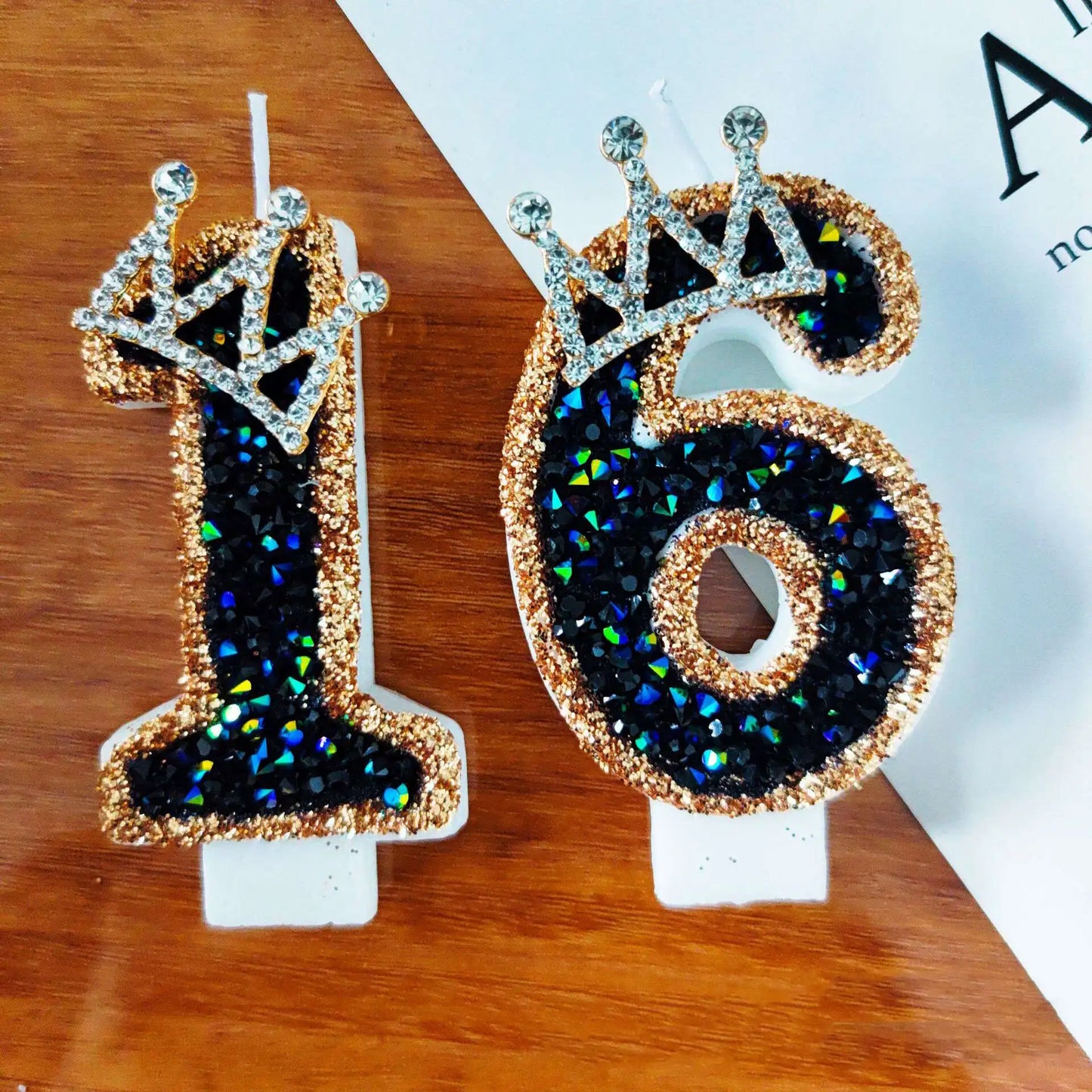 Black Crown Number Cake Toppers.