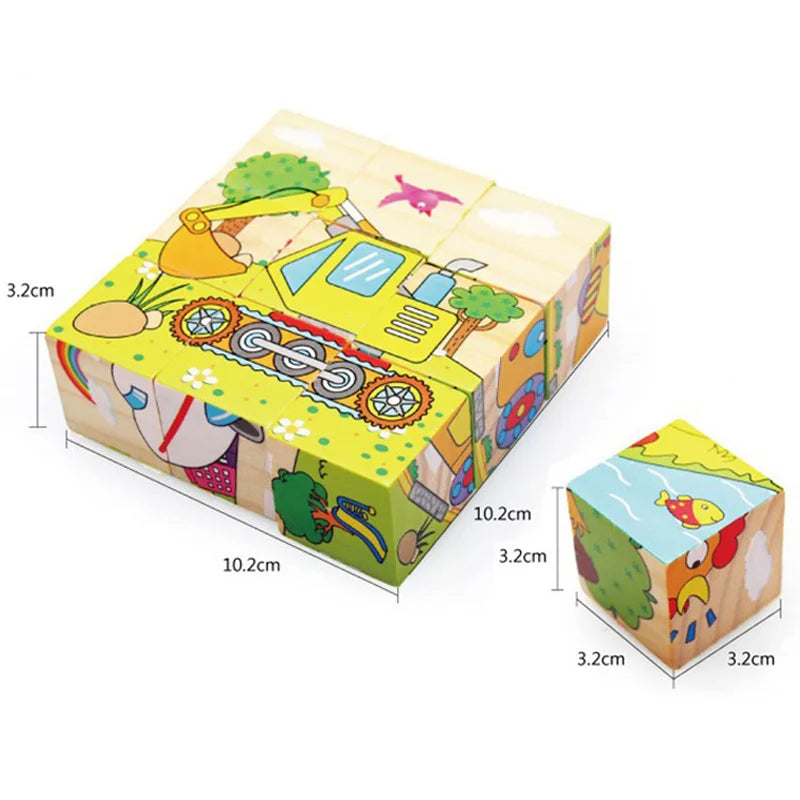 Wooden Blocks Six Sides, Three-Dimensional.