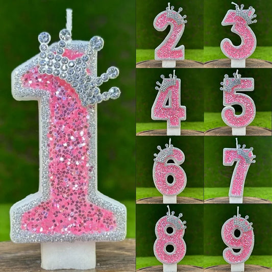 Pink Number Birthday Girls candles.