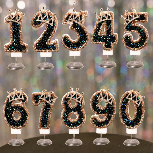 Black Crown Number Cake Toppers.
