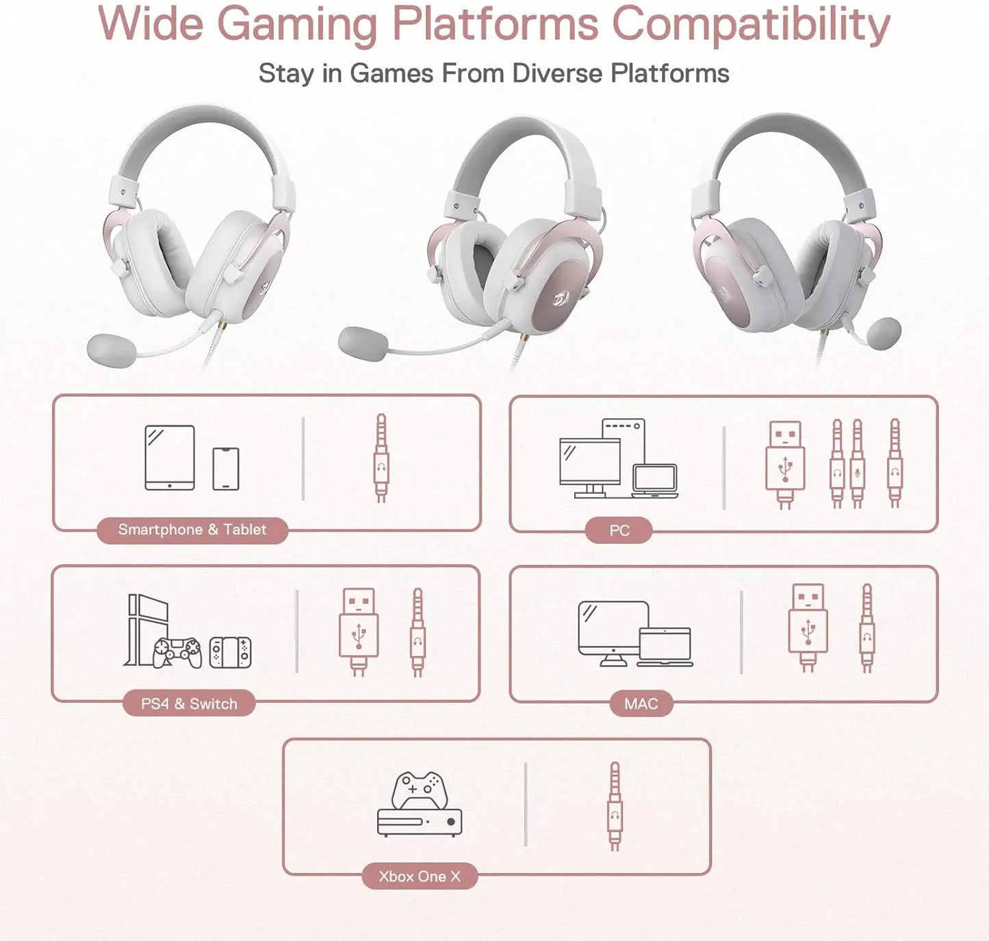 White Wired Gaming Headset -