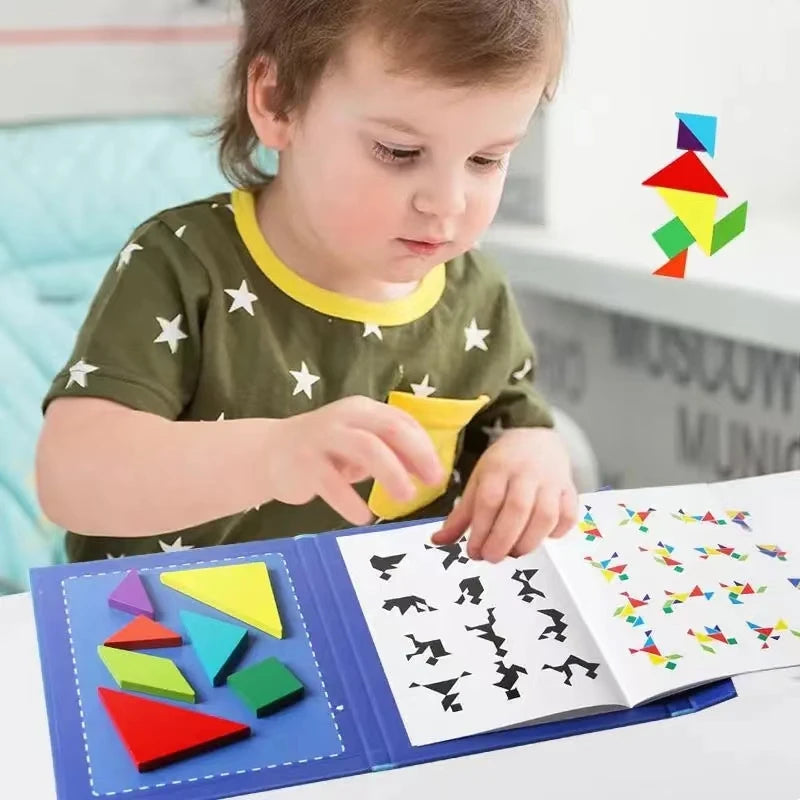 Wooden Magnetic Tangram Puzzle Book.