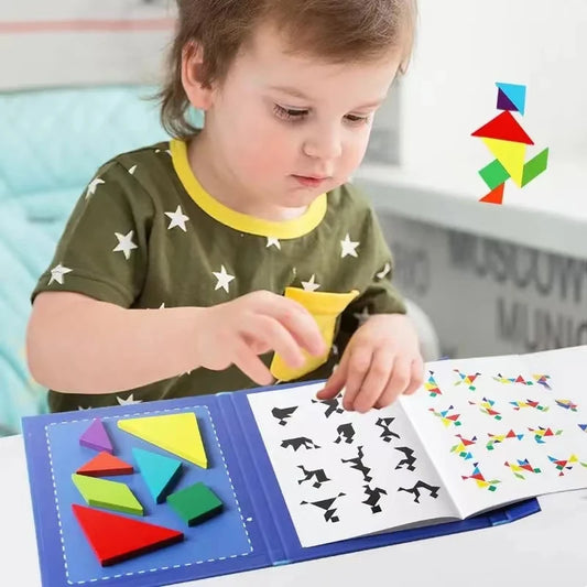 Wooden Magnetic Tangram Puzzle Book.