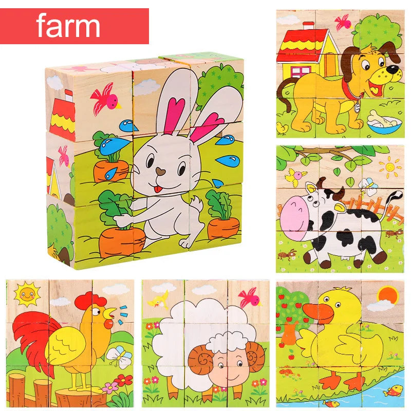 Wooden Blocks Six Sides, Three-Dimensional.