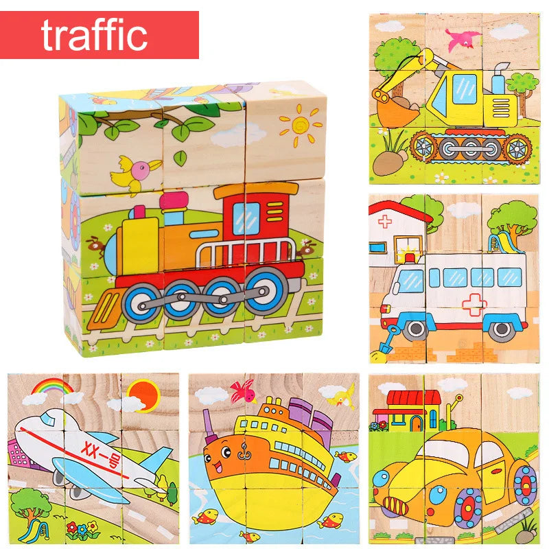 Wooden Blocks Six Sides, Three-Dimensional.